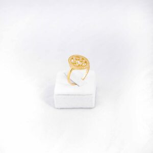 Ring in yellow gold K14 (585) with zircons stones#