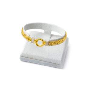 Bracelet in yellow gold K14 (585) with zircons stones.